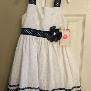 White and navy blue summer dress